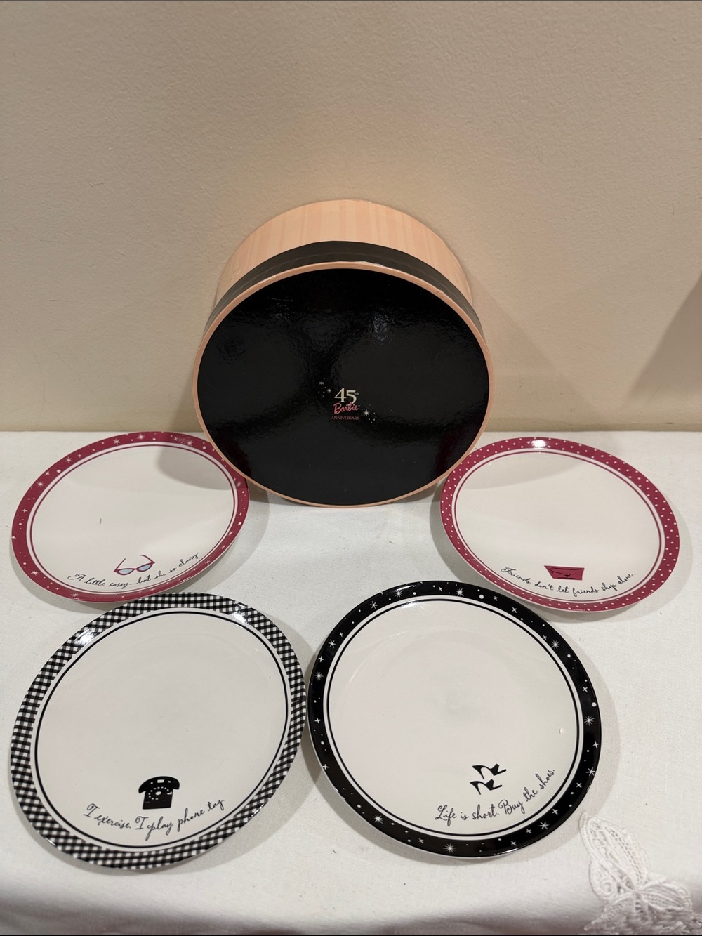 Barbie 45th Anniversary Hallmark Dessert Plates Set of 4